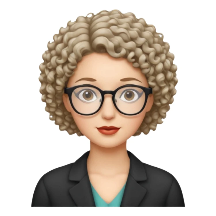 White woman short curly hair and glasses sticker