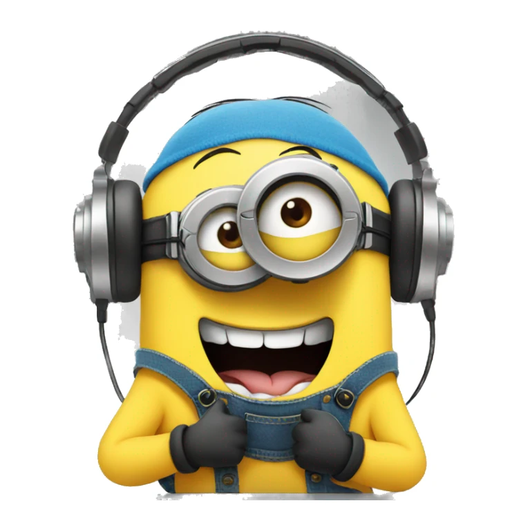 minions wearing headphone partying and smiling sticker