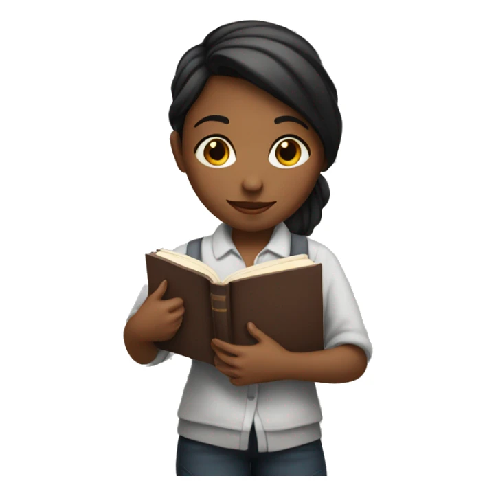 girl with a book on her hand sticker