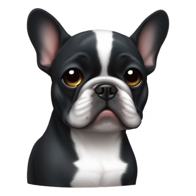 Black french bulldog  with white stripe on head crying sticker