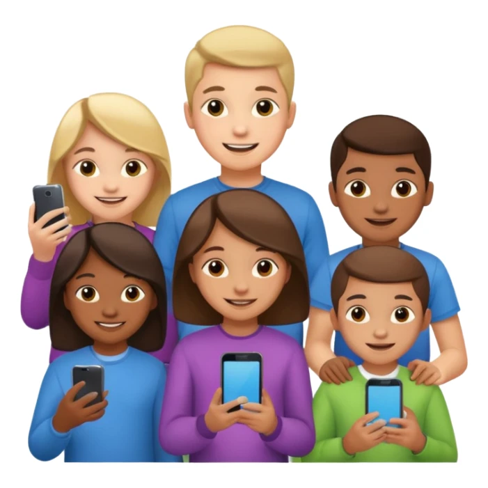 grupo de niños de 12 años con mobiles sticker