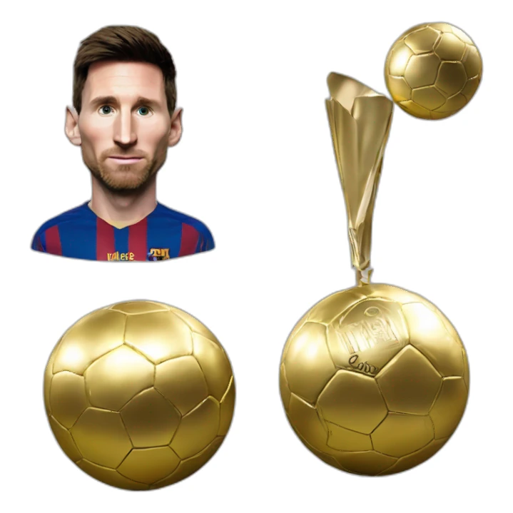 Lionel Messi avec un ballon d'or sticker