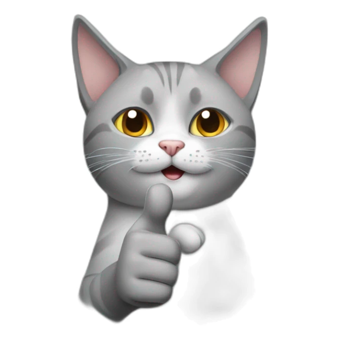 a gray cat saying it's ok with a big thumbs up on his hand sticker