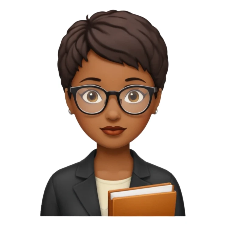 Black female author with short hair and glasses  sticker