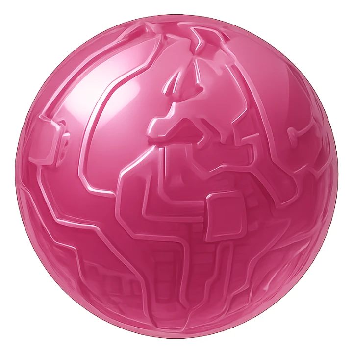 shiny and modern pink globe with glossy circuit style sticker