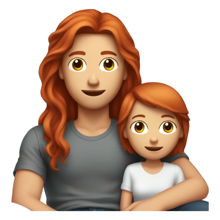 Red haired girl sitting on brunette guys lap sticker