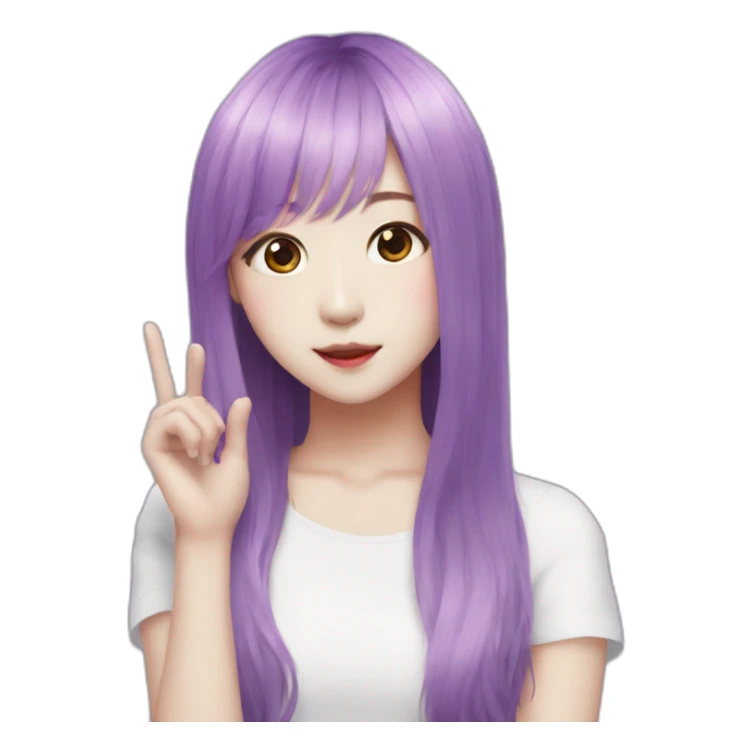 Moonbyul-purple-hair-saying hello sticker