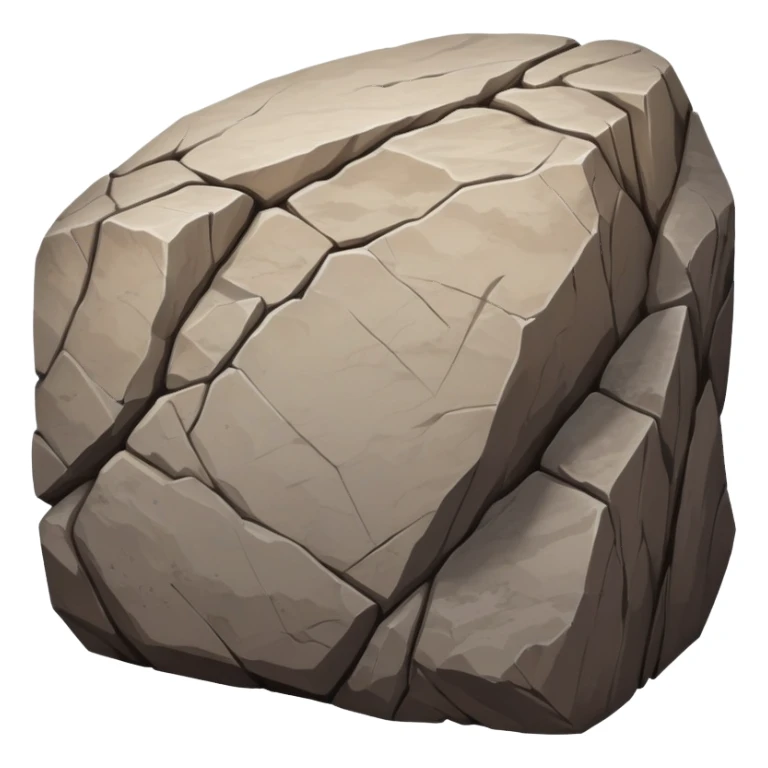 A large, rough rock or boulder with uneven surfaces and natural cracks. The texture is rugged and earthy, in shades of gray or brown, symbolizing strength, stability, and nature sticker