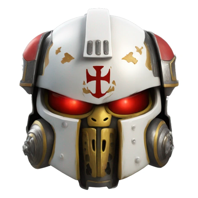 Space Marine 40K helmet with red lenses, featuring the Russian coat of arms. sticker
