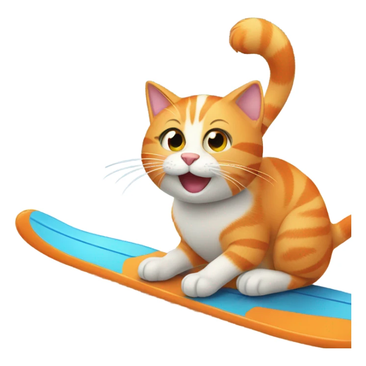 Happy Orange cat with skis sticker