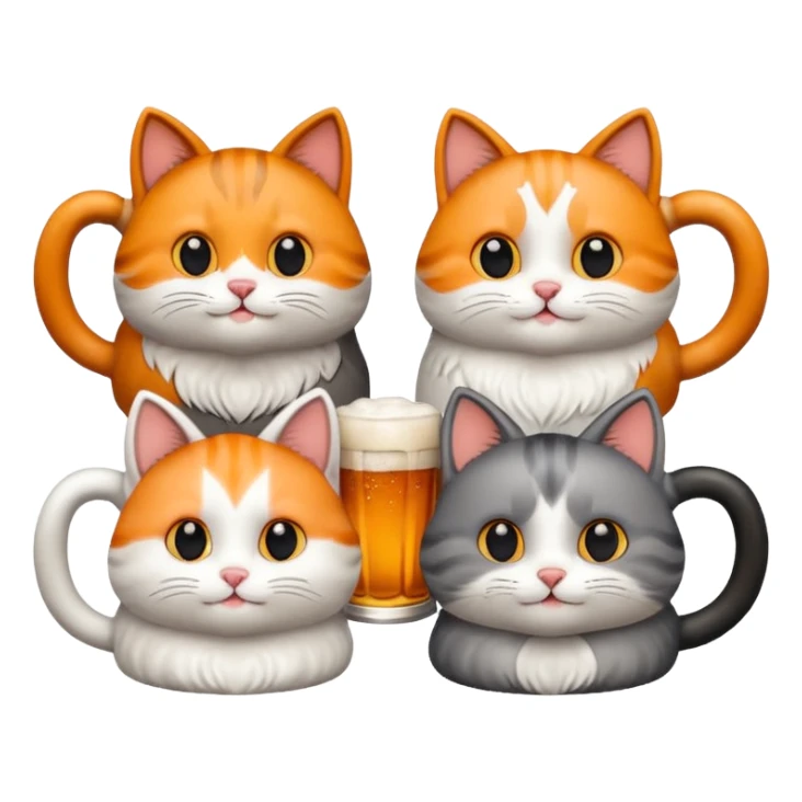 four happy cats drinking beers together with mugs sticker