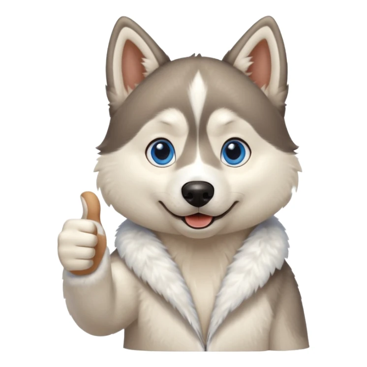 A husky dog with blue eyes doing a thumbs up sticker
