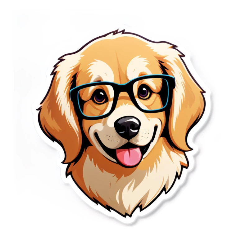 Girl golden retriever that is a nerd sticker