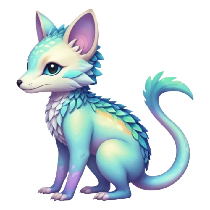 Colorful dark tropical iridescent pastel white glorious divine exotic cute cool beautiful shiny beautiful fantasy-vernid-Trico-oncilla-animal-Fakémon-hybrid-fursona (full body) sticker