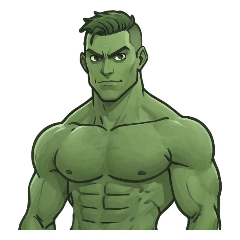 Create a phone where there is a very muscular man. And in that muscular man’s hands there is a very skinny man sticker