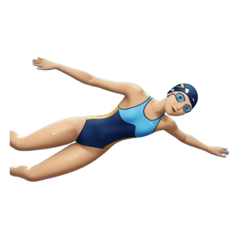 person swimming laps in pool zoomed out showing lap swiming back stroke, no more zoomed out full body but par under water I want to see the water more blue  sticker