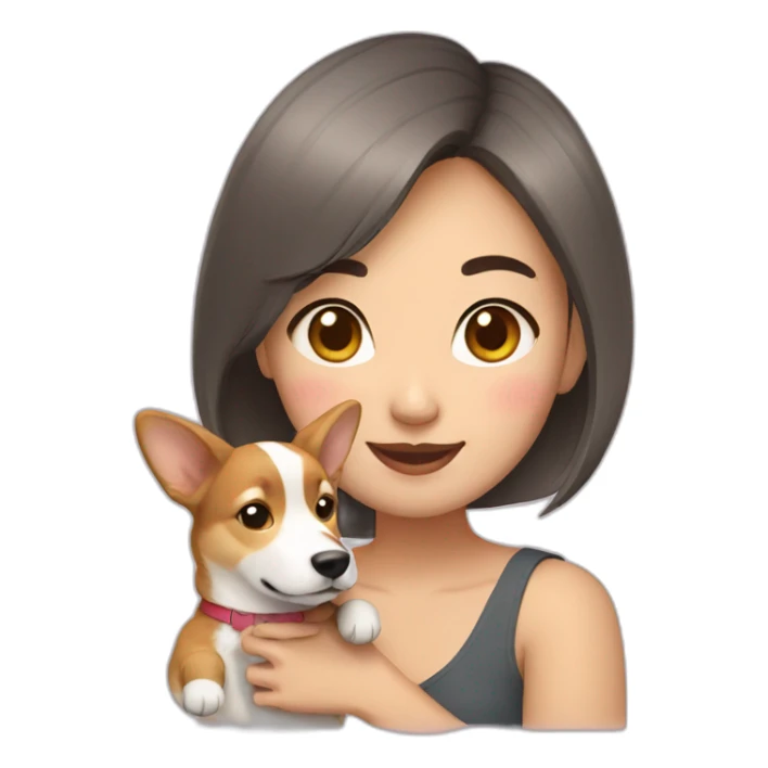 asian short hair girl with corgi sticker