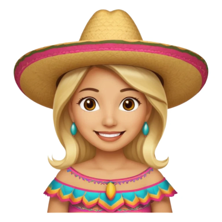 Blonde Mexican woman with a sombrero smiling sticker