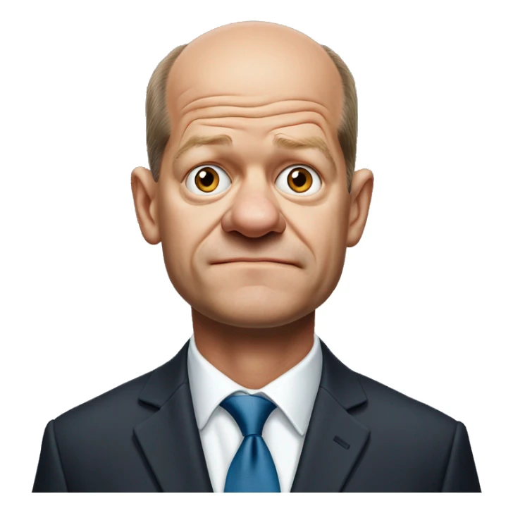 photorealistic Olaf Scholz embarrassed, guiltily shrugs sad sticker