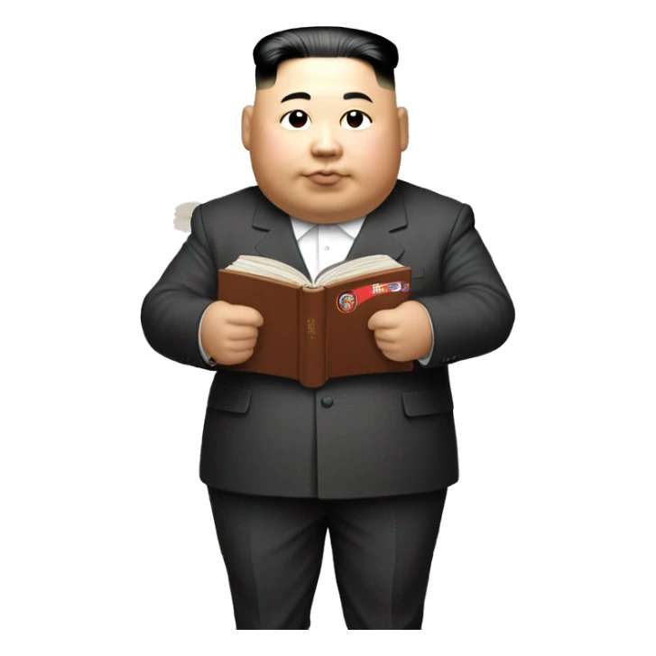 kim jong-un holding a stack of books sticker