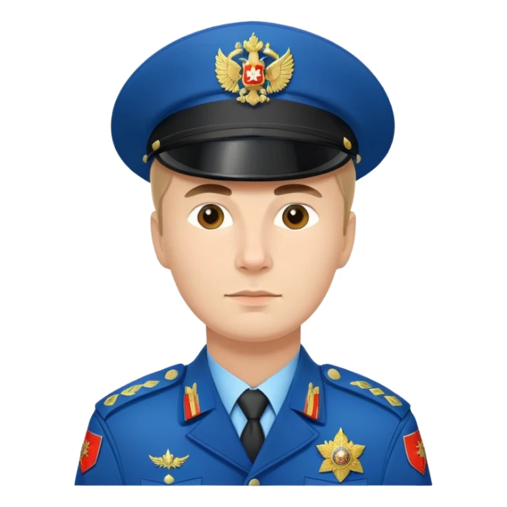 Russian policeman with traditional Russian police hat and uniform sticker