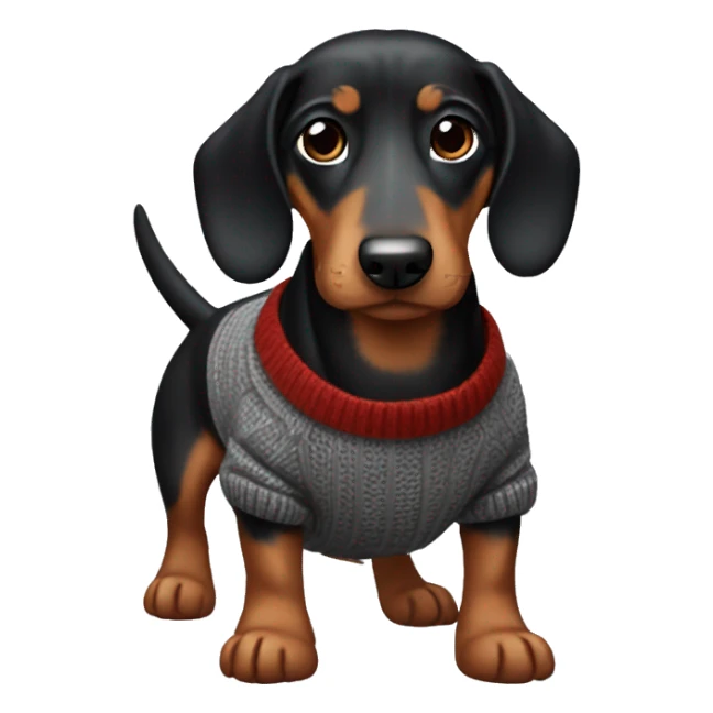 Black & tan sausage dog wearing jumper  sticker