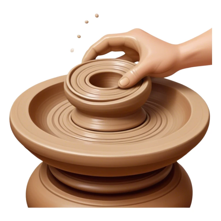 Cinematic Realistic image of a ceramic pottery wheel in action, with skilled hands shaping wet clay into a graceful form, featuring intricate details of swirling textures and gentle water splashes, illuminated by soft, artisanal lighting sticker