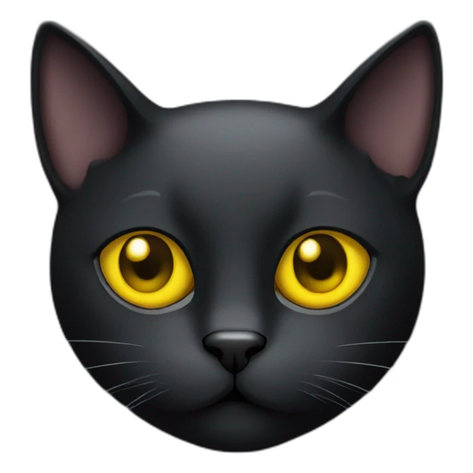Black cat face with yellow eyes and left ear half cut sticker