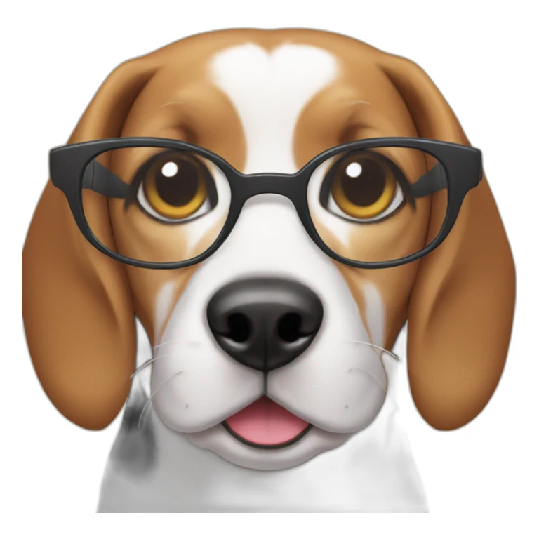 Intellectual happy beagle dog, glasses in her eyes sticker