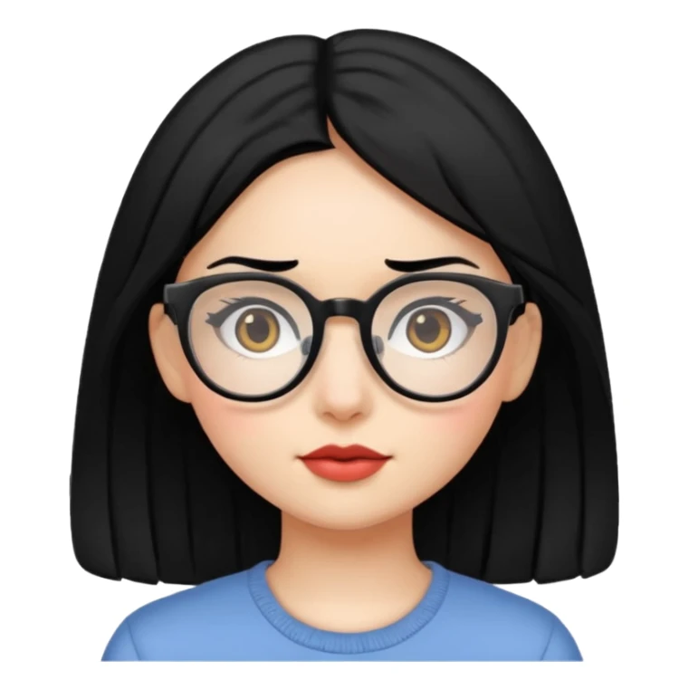 gozluklu siyah sacli kiz sticker