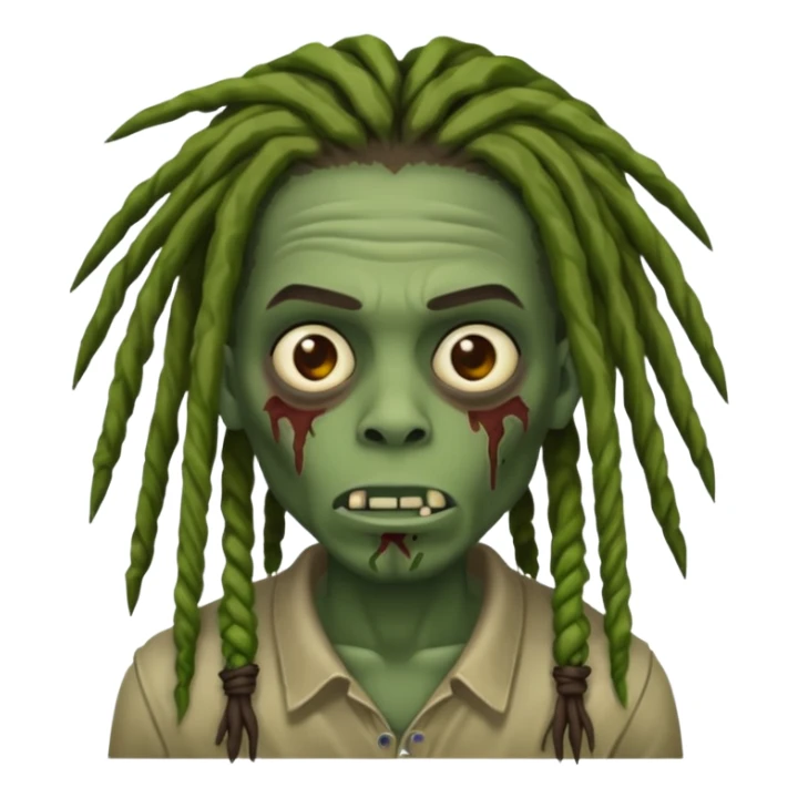 African American zombie with dreads, greenish skin sticker