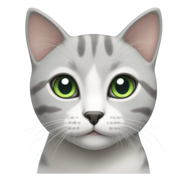 grey and white shorthair cat, one blue eye one green eye sticker