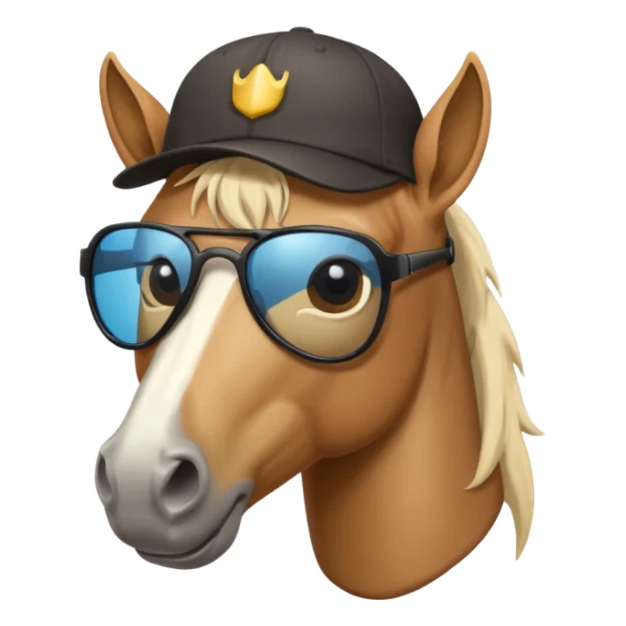 a horse wearing a cap and sunglasses  sticker