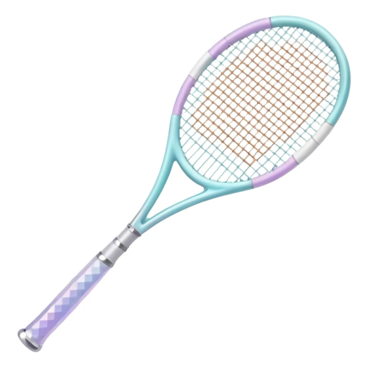 Pastel white  iridescent glass crystal tennis racket sticker