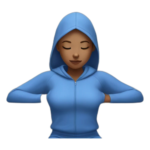 a girl in a blue tracksuit meditates sticker