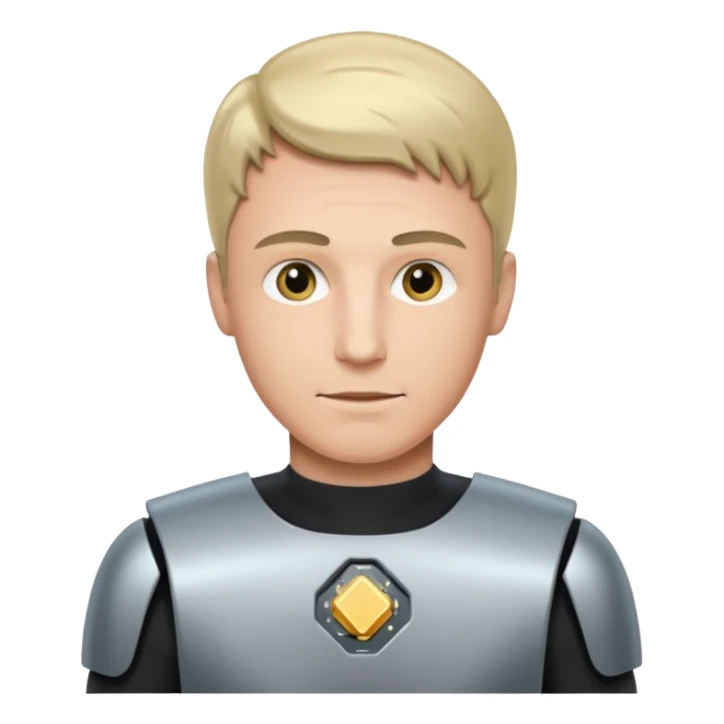 a man with a small AI chip next to him sticker