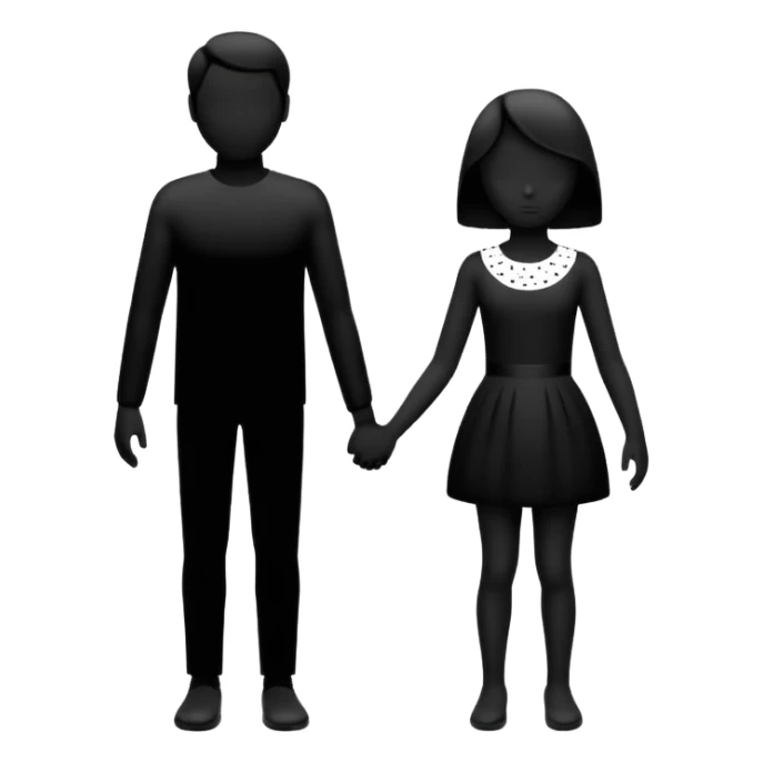 two silhouettes, big and small, standing apart with a dotted line between sticker