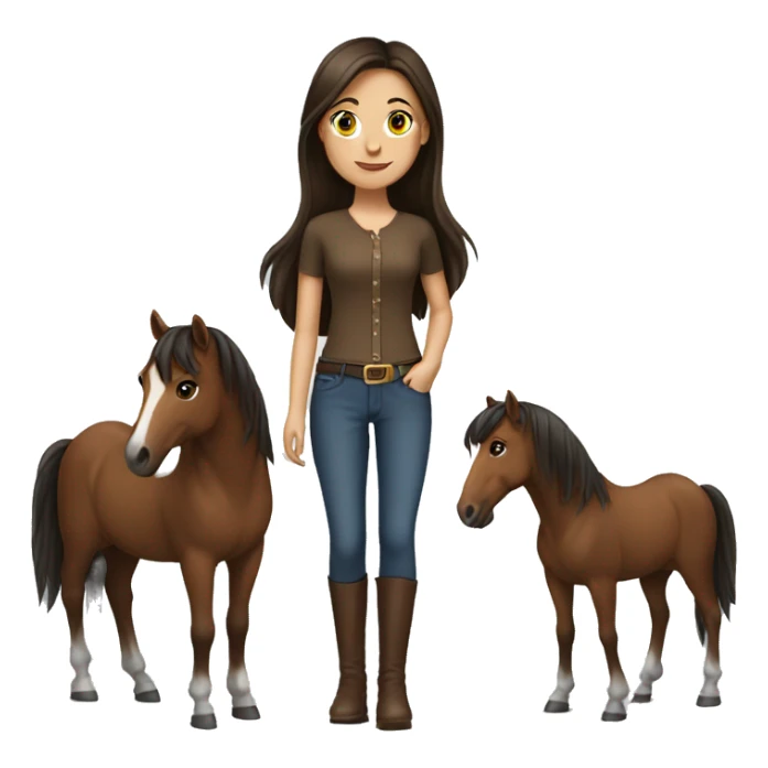 brunette girl with brown horse sticker