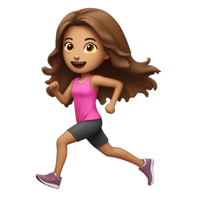 A brown hair girl running wearing pink  sticker