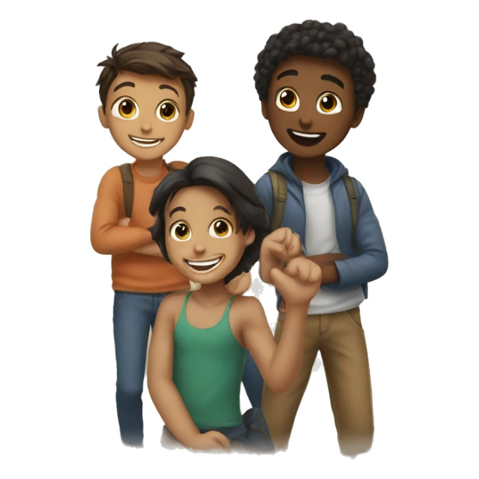 happy girl with boys sticker