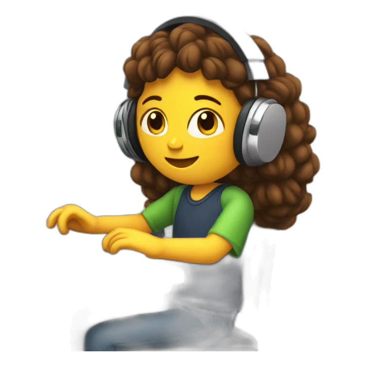 video editor editing video on a laptop putting headphones sticker