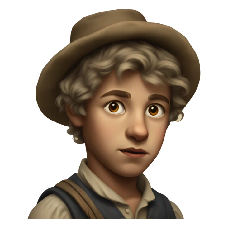 19th century peasant boy photorealistic serious sticker