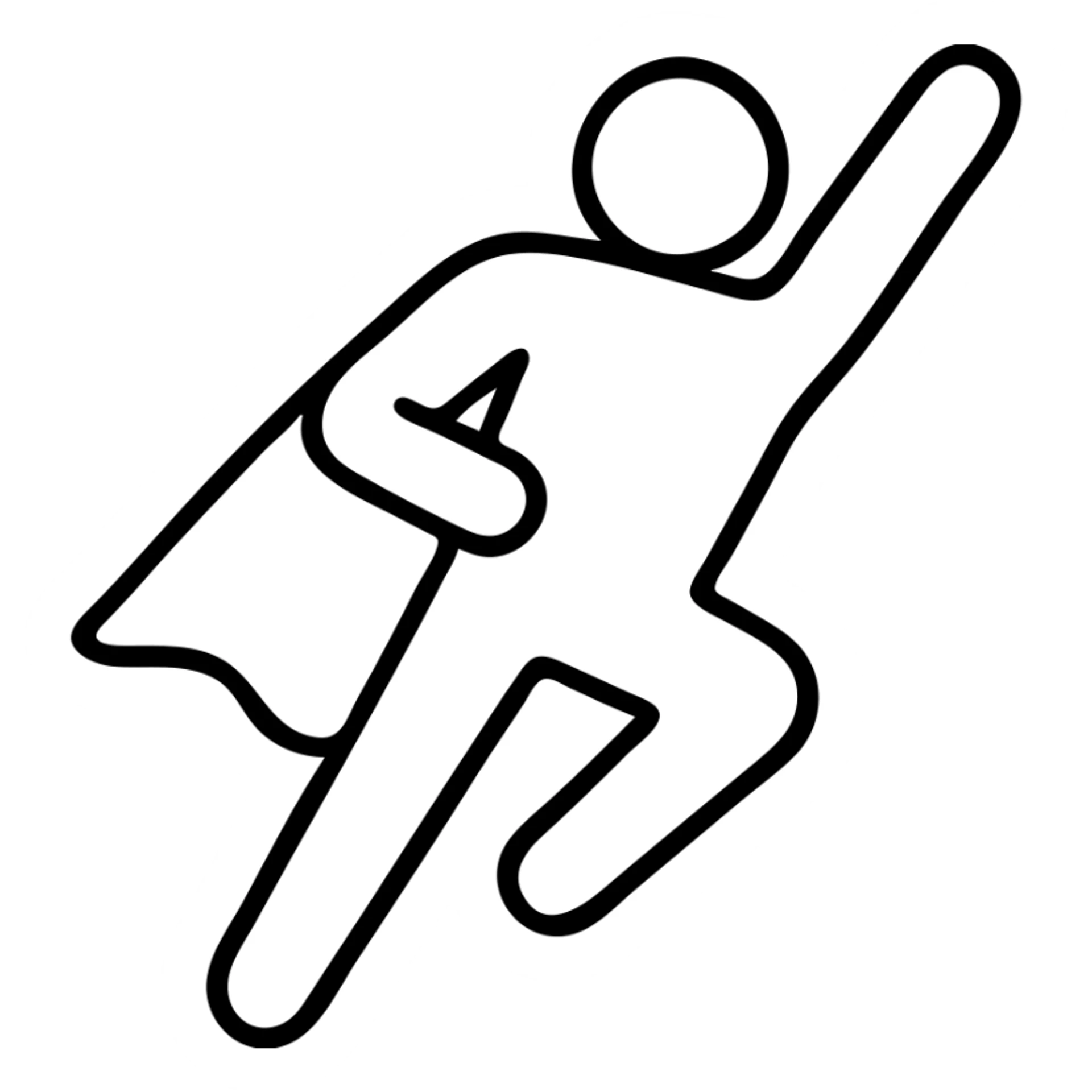 Superhuman hero figure with muscular build in flight pose sticker