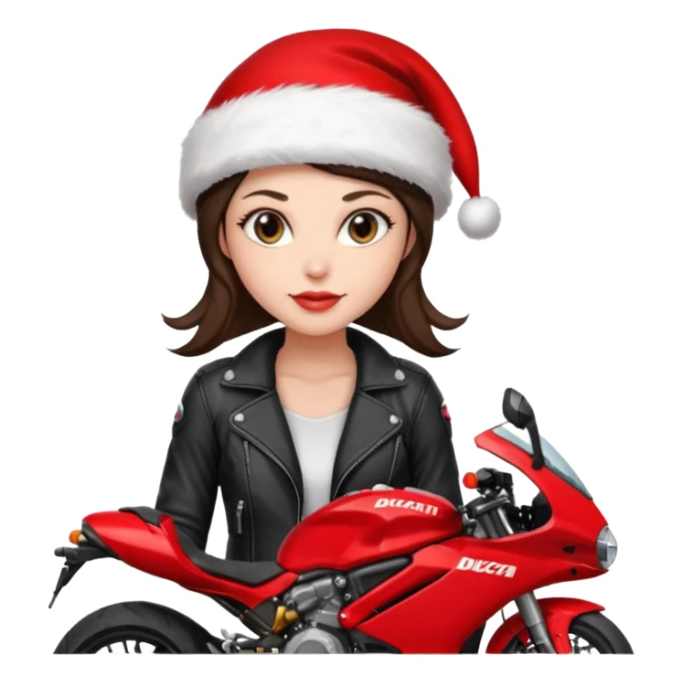 biker girl brune moto christmas ducati sticker