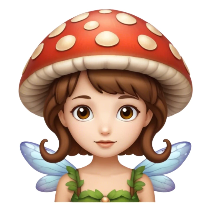Mushroom girl fairy brown hair sticker