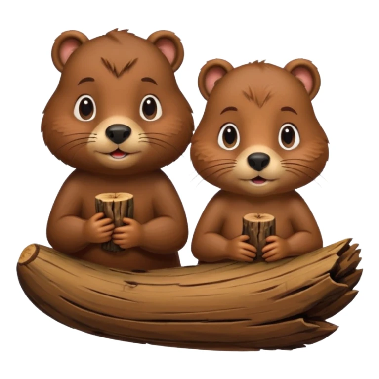 a girl beaver and a boy beaver on a log sticker