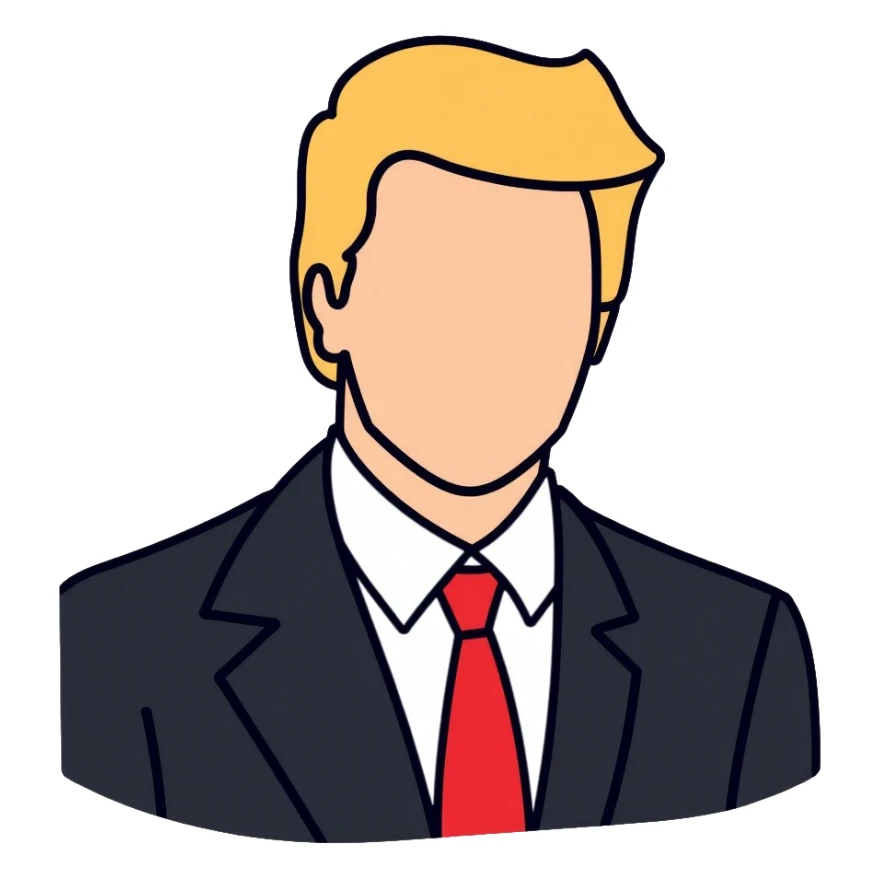 business man with blonde hair in suit and red tie sticker