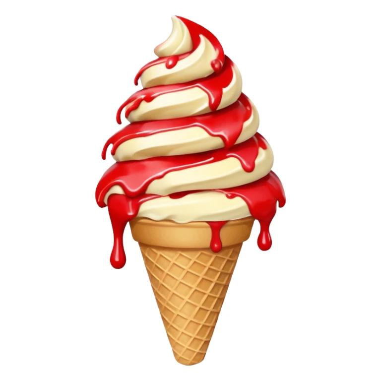 vanilla ice cream cone with strawberry sauces sticker