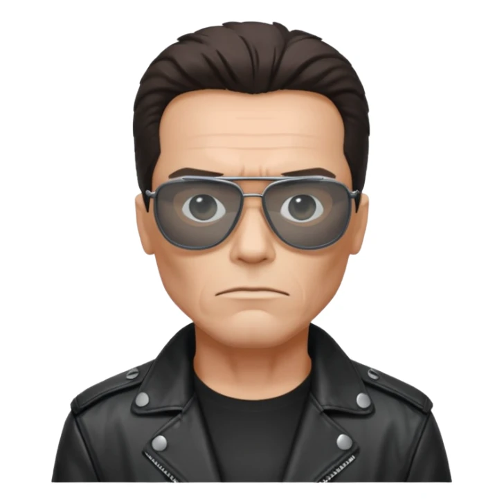 terminator shwartzneger looking only top in his black glasses and his black jacket sticker