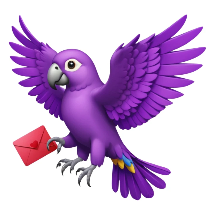 purple parrot with cards spread out in its wings sticker